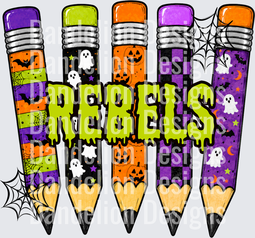 Rebels Halloween Pencils Ghosts Pumpkins Bats Spooky