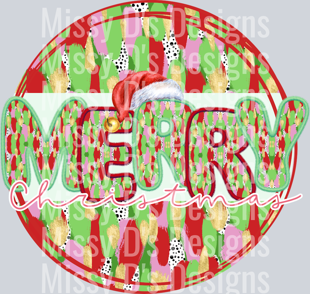 MERRY CHRISTMAS MESSY PAINT CIRCLE