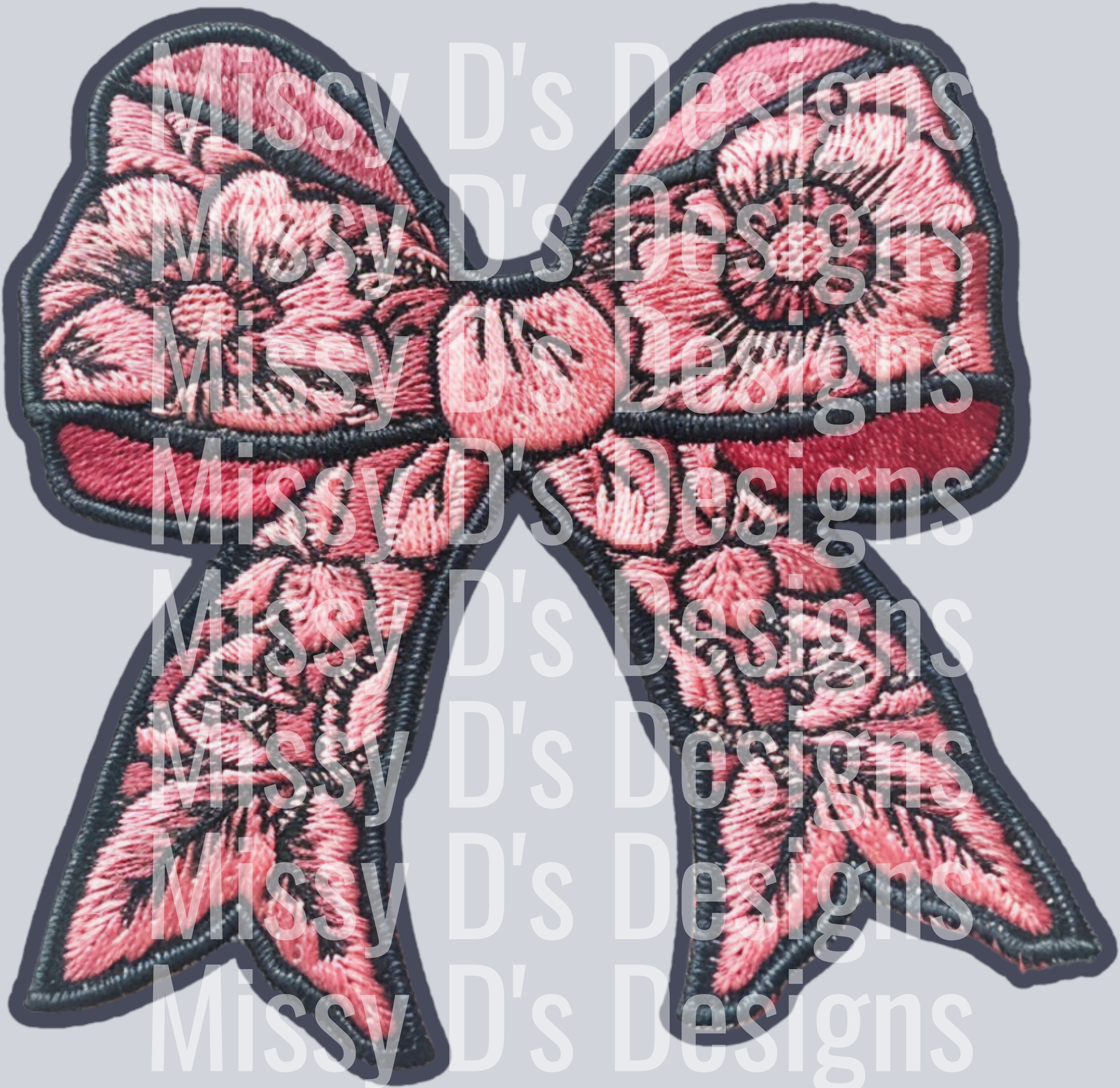 FLORAL COQUETTE BOW EMBROIDERED PATCH