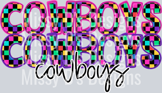 colorful check cowboys