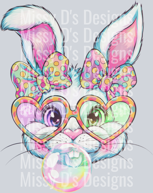 watercolor bubble blowing bunny