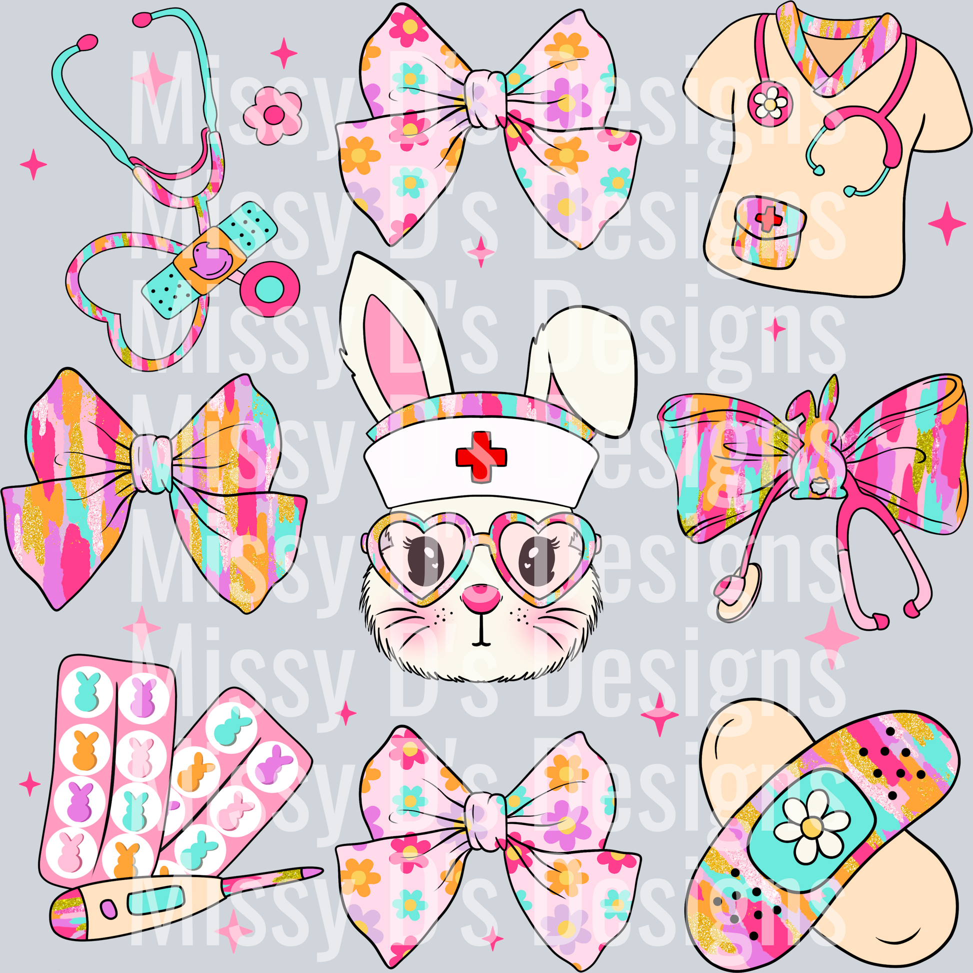 Nurse easter doodles sublimation