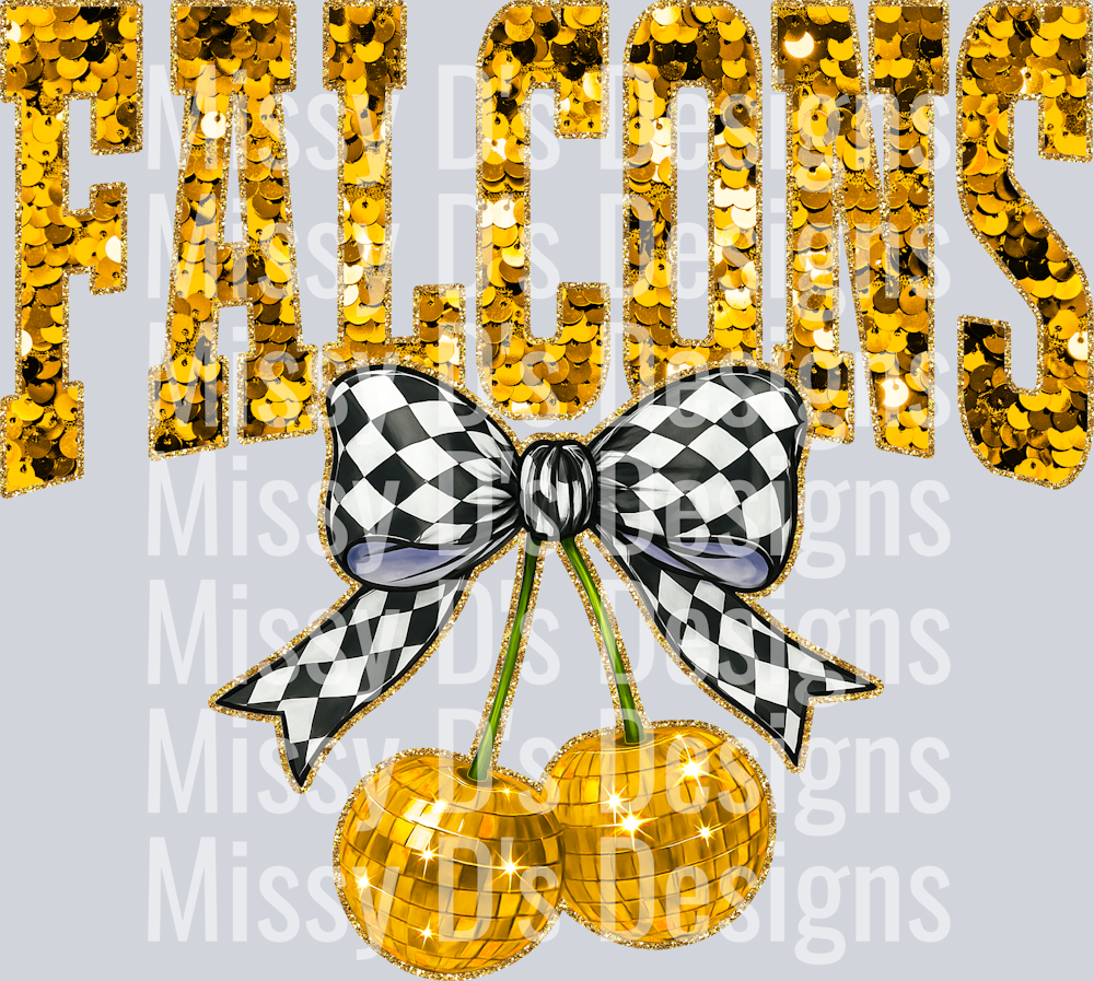 Gold Sequin Cherry Falcons