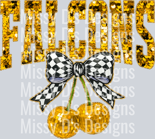 Gold Sequin Cherry Falcons