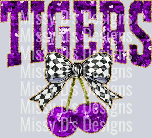 Purple Sequin Cherry Tigers