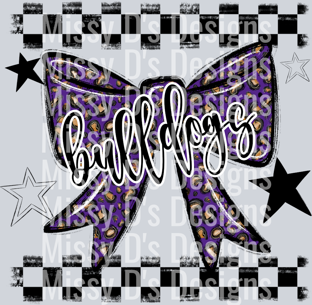 Splatter color bow bulldogs purple