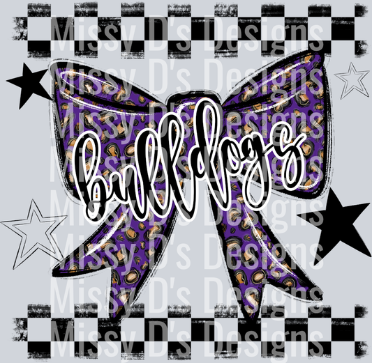 Splatter color bow bulldogs purple