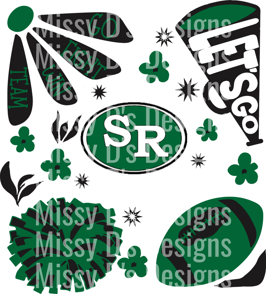 Green and Black School Spirit Elements with Go Fight Win Team Cheer