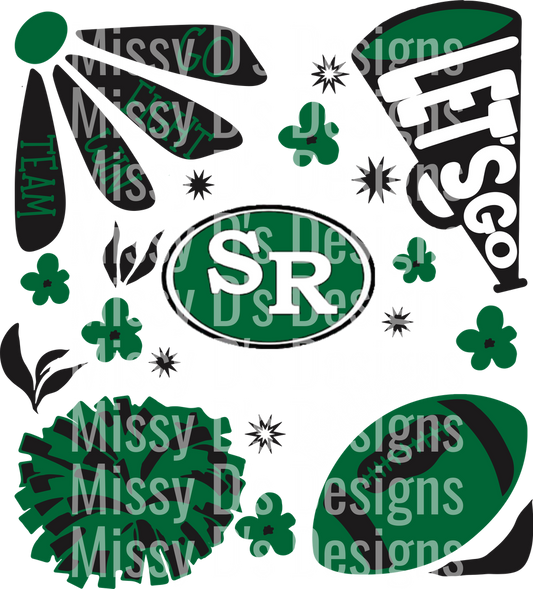 Green and Black School Spirit Elements with Go Fight Win Team Cheer