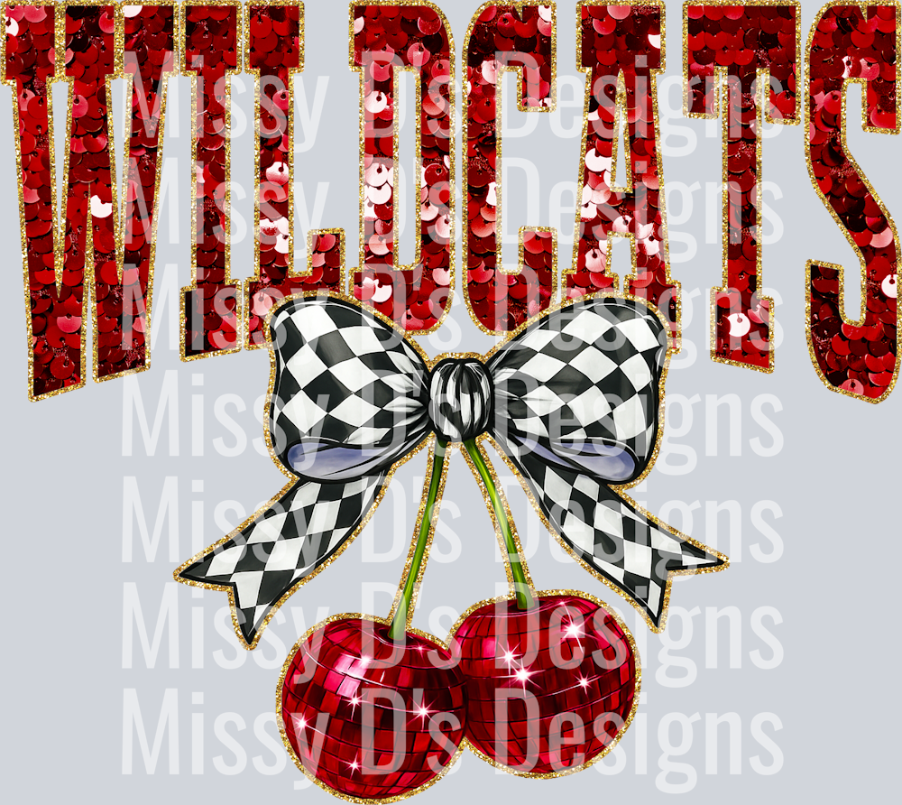 Maroon Sequin Cherry Wildcats