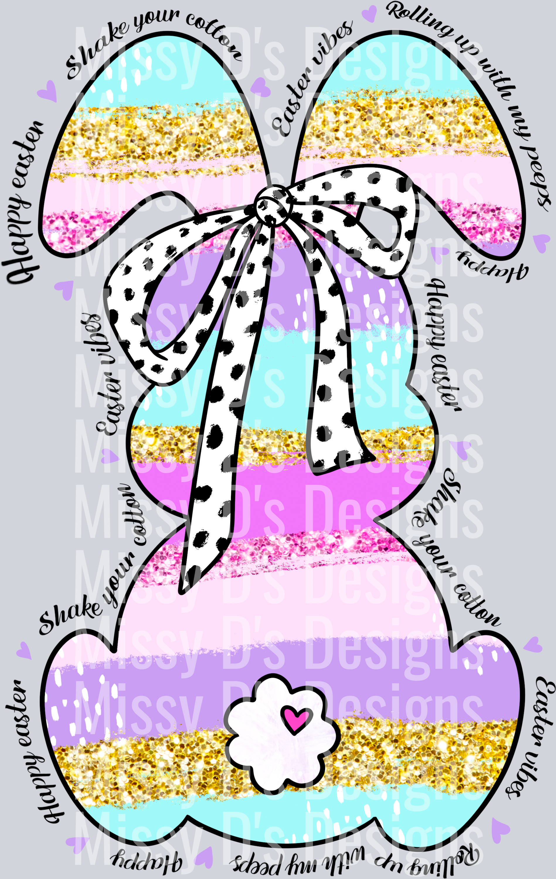 brushstroke easter bunny gold stripe