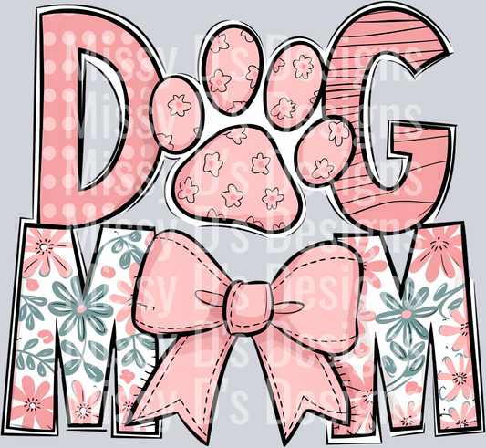 Floral Dog Mom Png, Coquette Bow Png