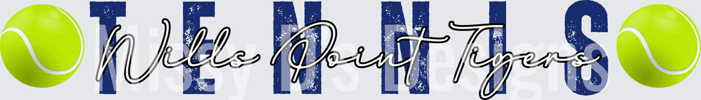 Wills Point Tigers Tennis Bold Script Design with Tennis Balls