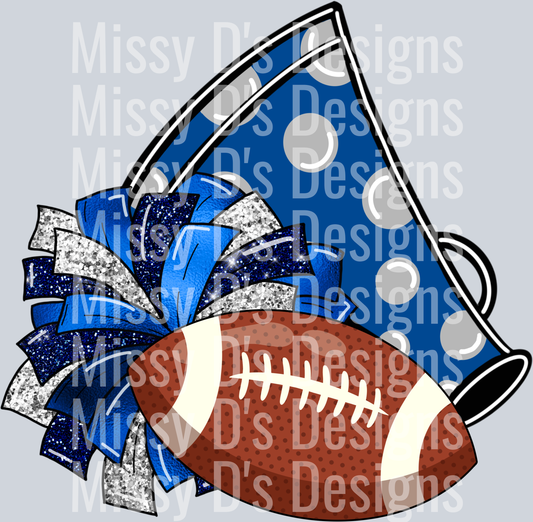 Navy Blue Glitter Football Cheer Sublimation