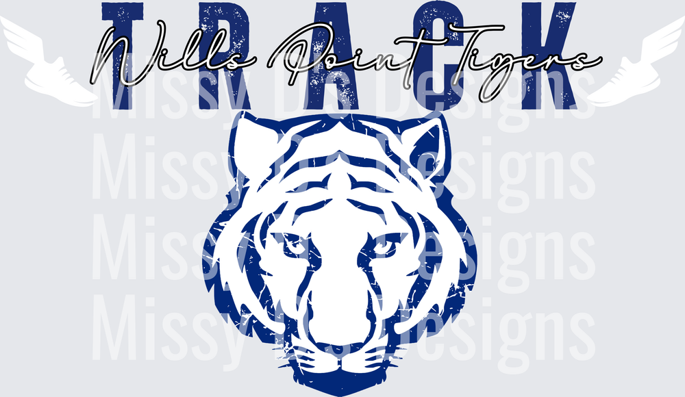 Wills Point Tigers Track Distressed Tiger Face Design