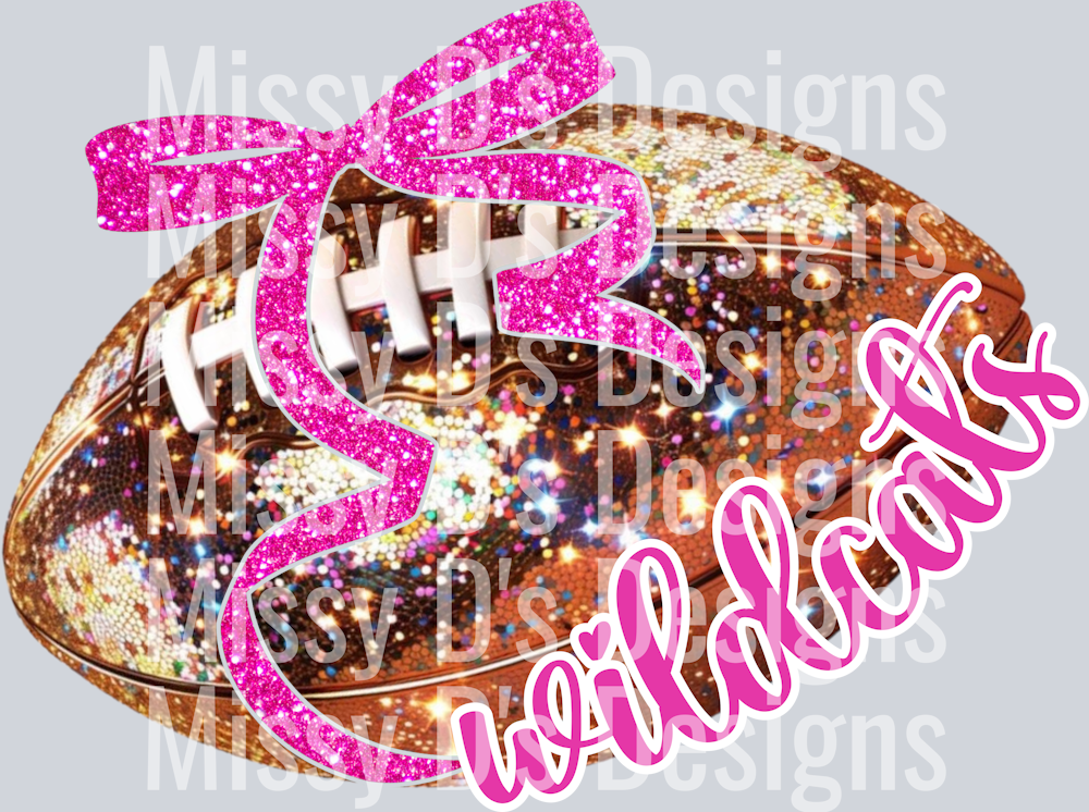Pink Out Faux Glitter Football wildcats