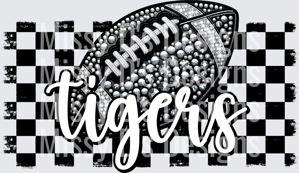 football Rhinestone checkered  tigers