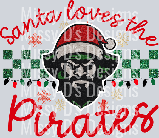 santa loves the pirates green facial features
