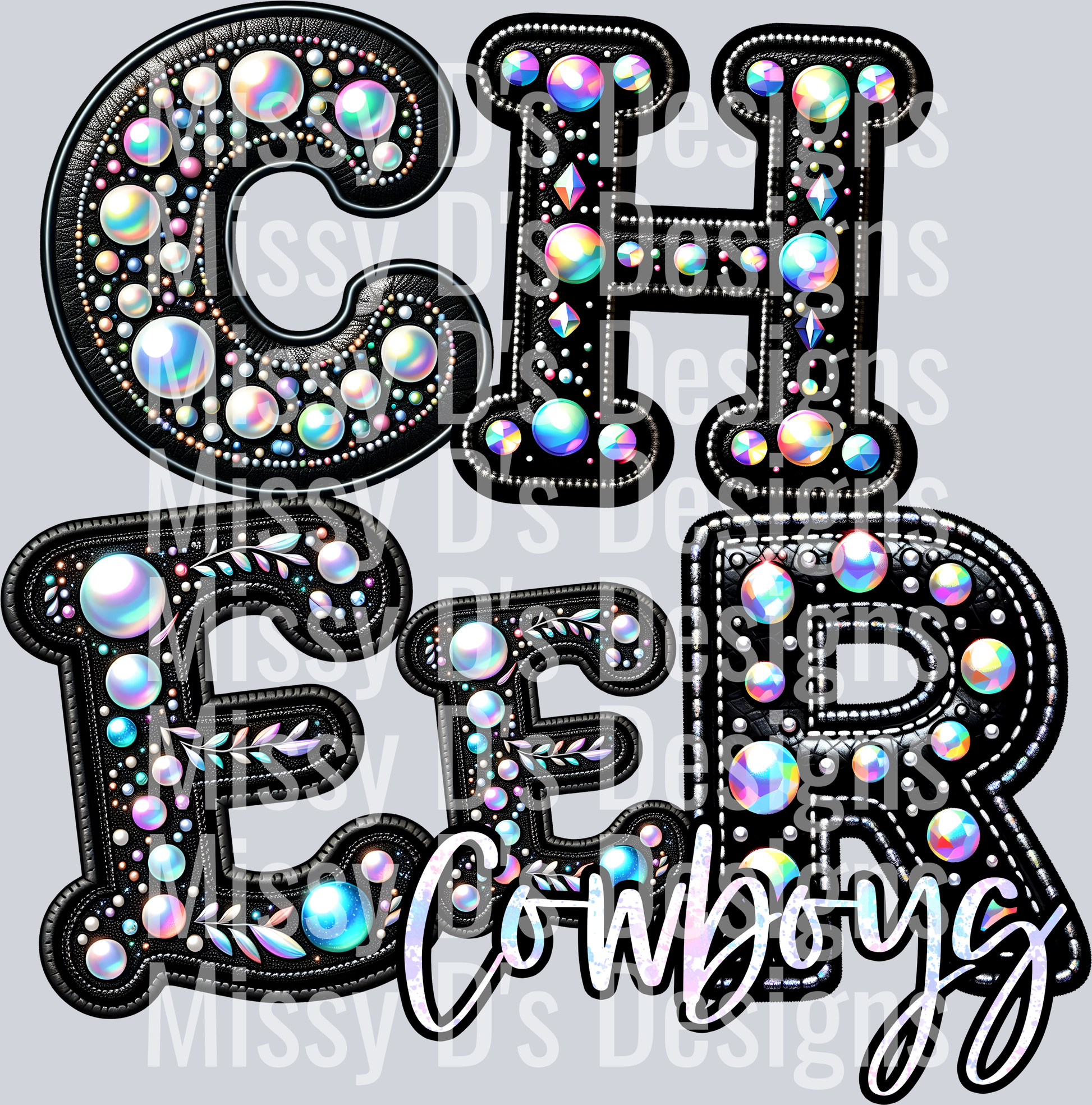 Leather Rhinestone Cheer Cowboys
