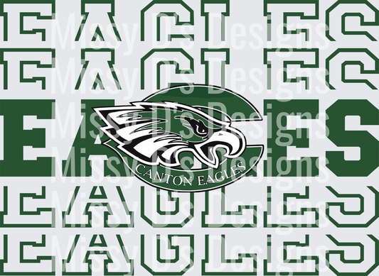 Stacked Mascot Canton Eagles green