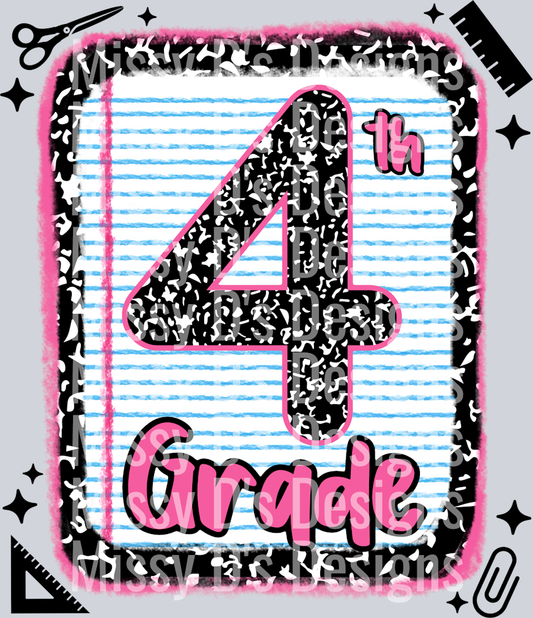 4th grade notebook paper pink