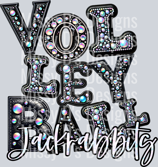 Leather Rhinestone Volleyball Jackrabbits