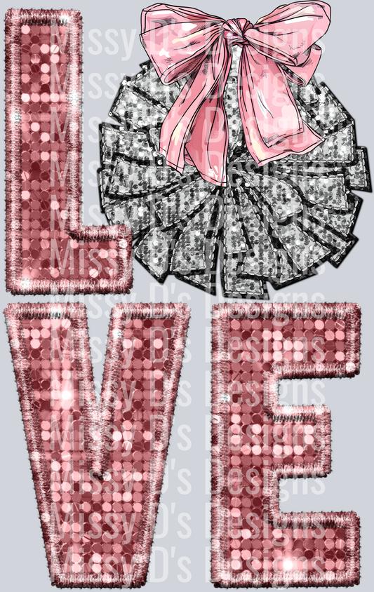 cheer love pink bow