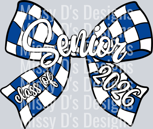 quinlan  senior classs of 2026 checkered bow