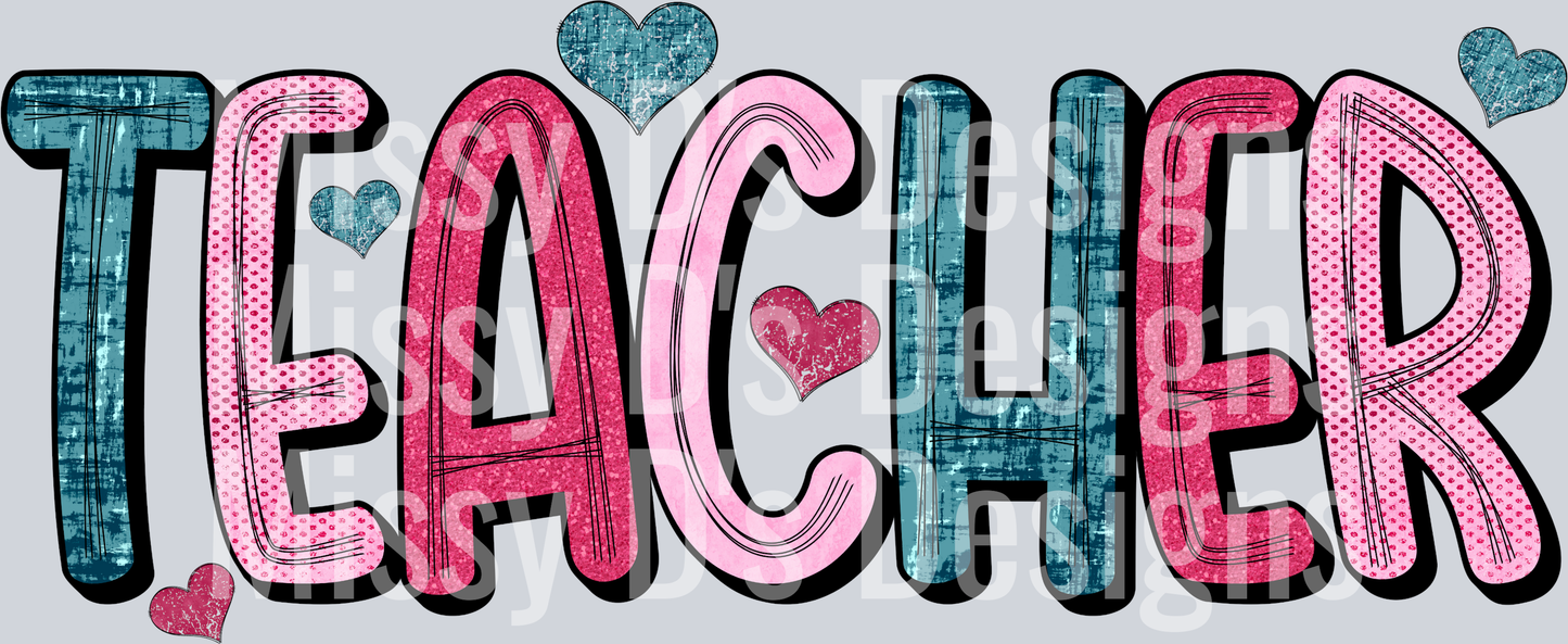 aqua pink vday teacher