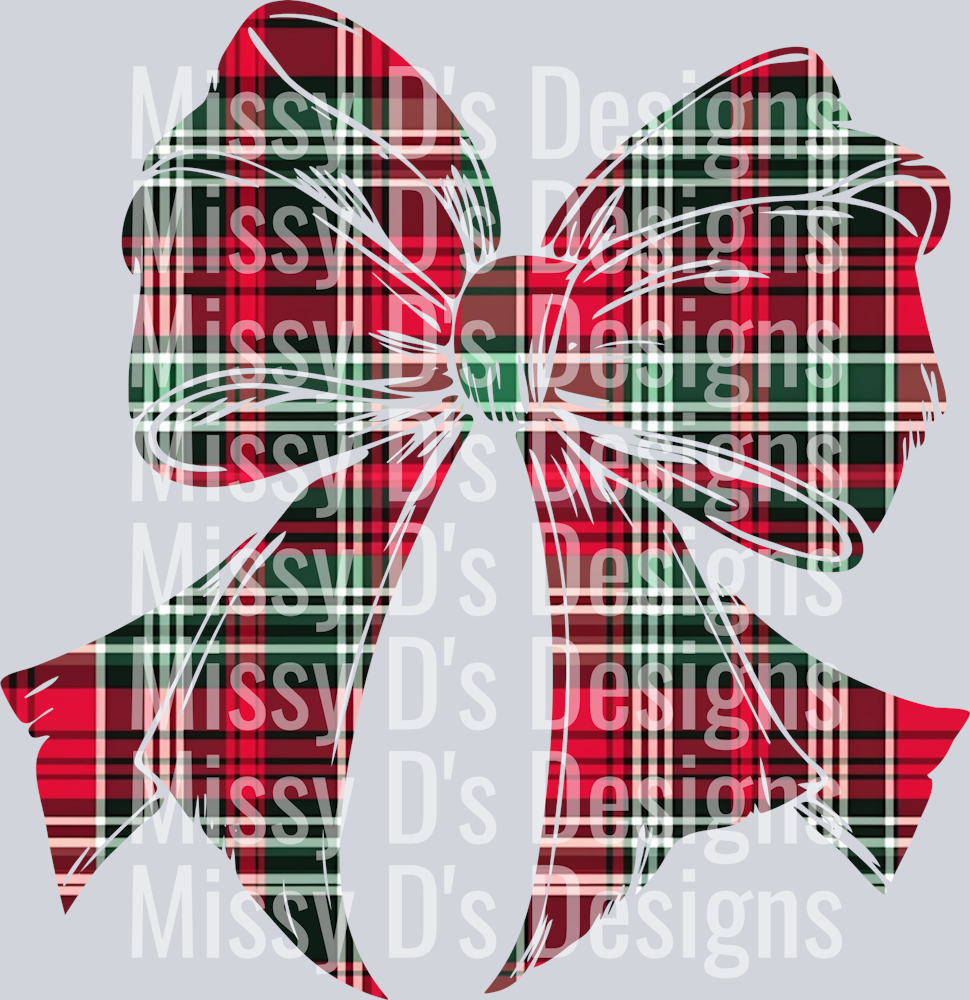 Plaid Christmas Bow 300dpi