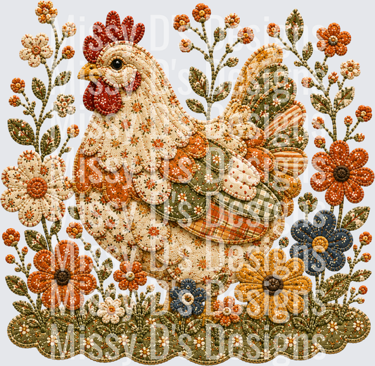 chicken and flowers
