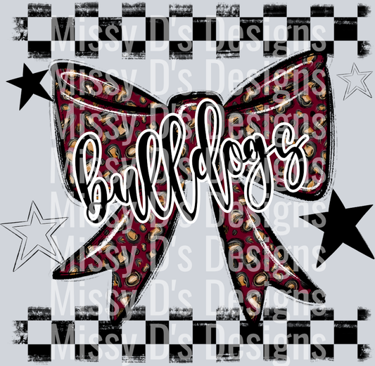 Splatter color bow bulldogs maroon