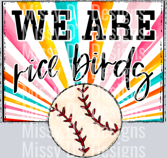 sunburst WE ARE rice birds baseball