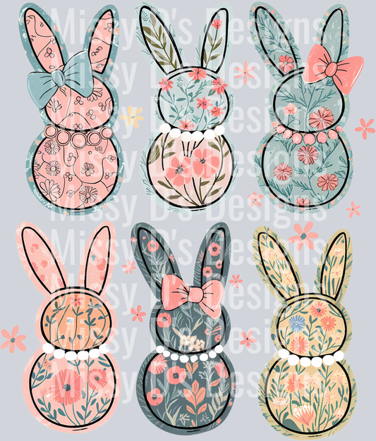 Coquette Easter png, Bunny Floral png