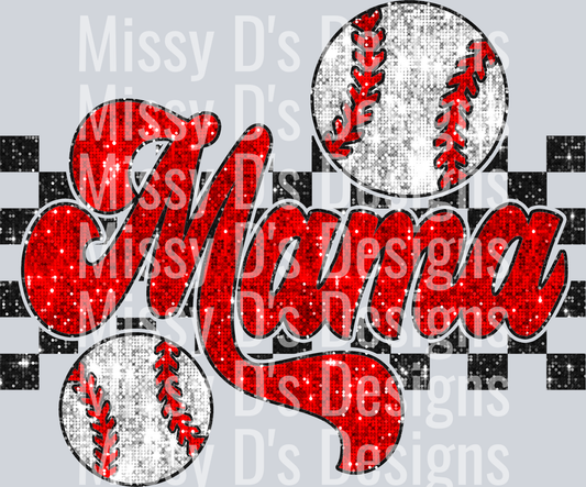 SequinCheckeredBaseballMama