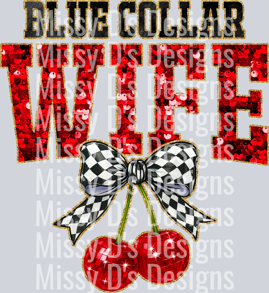 Sequin Cherry Blue Collar Wife