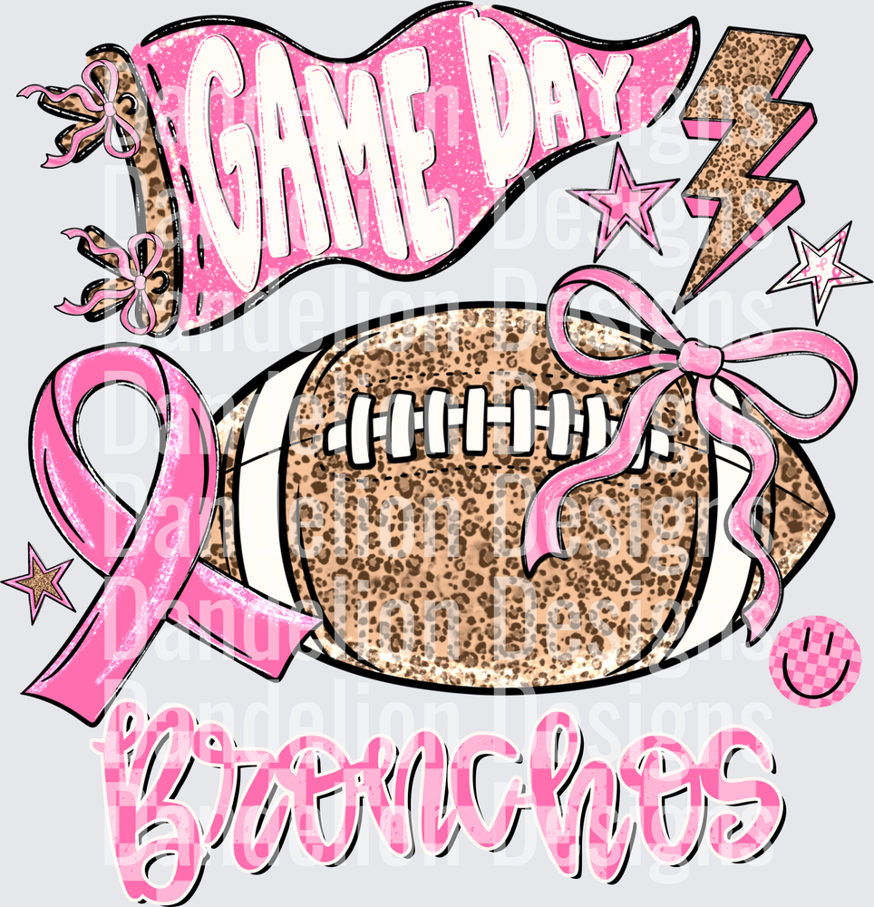 Game Day Bronchos Breast Cancer Awareness Leopard Football