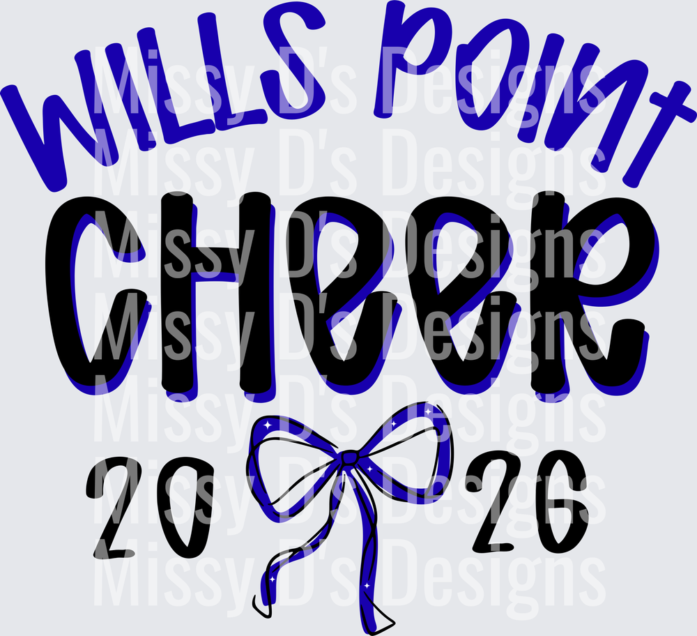 Wills Point Cheer 2026 Blue Bow Spirit Design