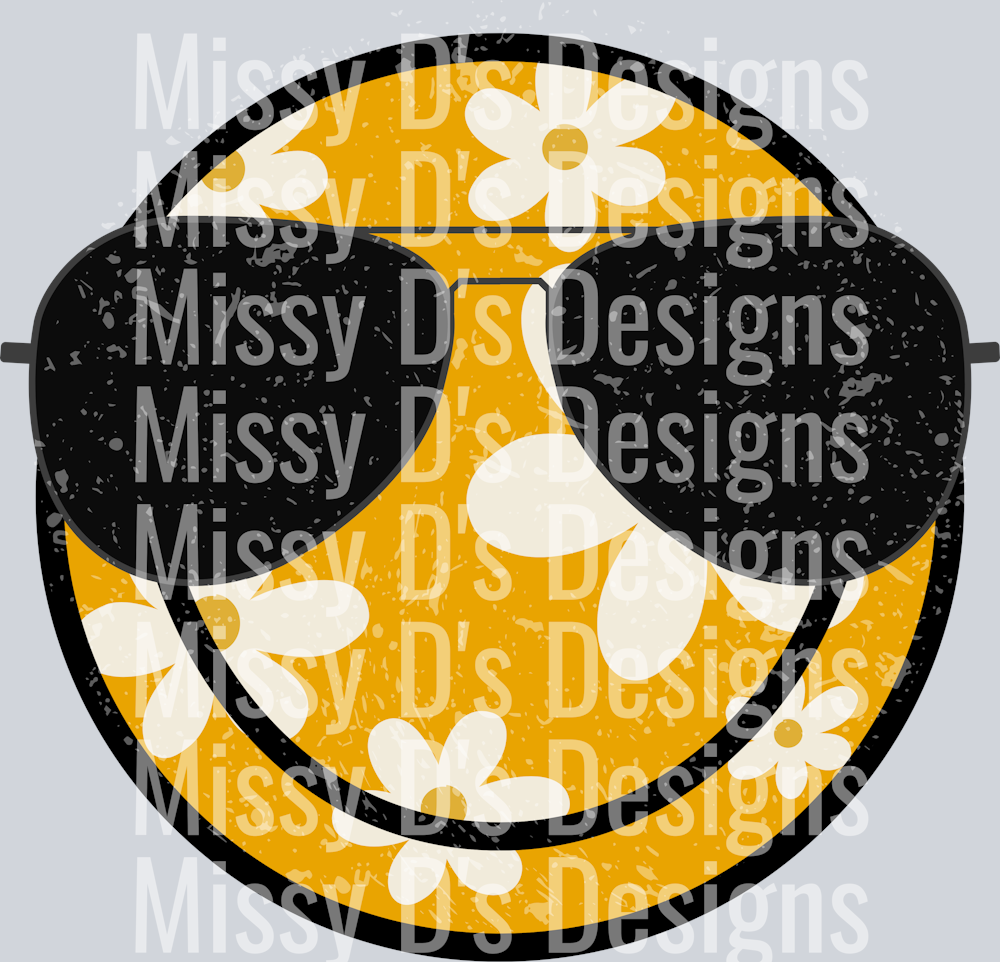 yellow floral smiley sunglasses