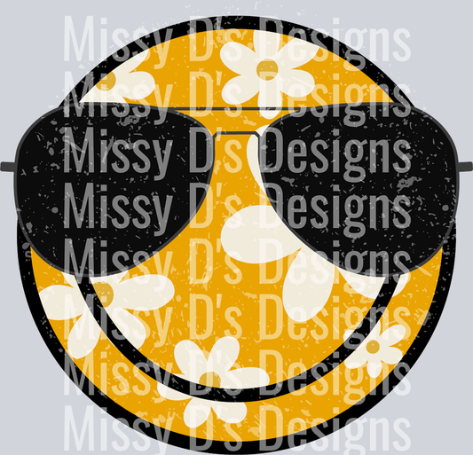 yellow floral smiley sunglasses