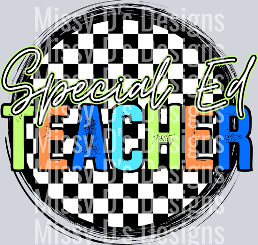 CheckeredCircleOrangeSpecialEdTeacher