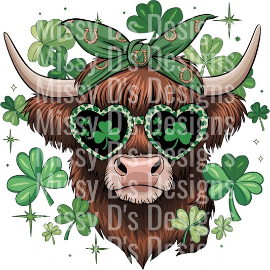 St Patrick's Day Highland Cow PNG