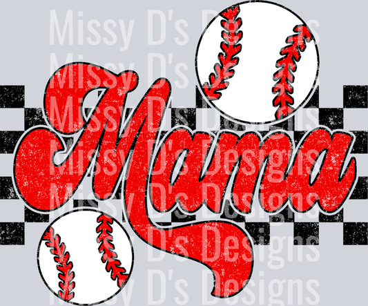 Checkered Baseball Mama