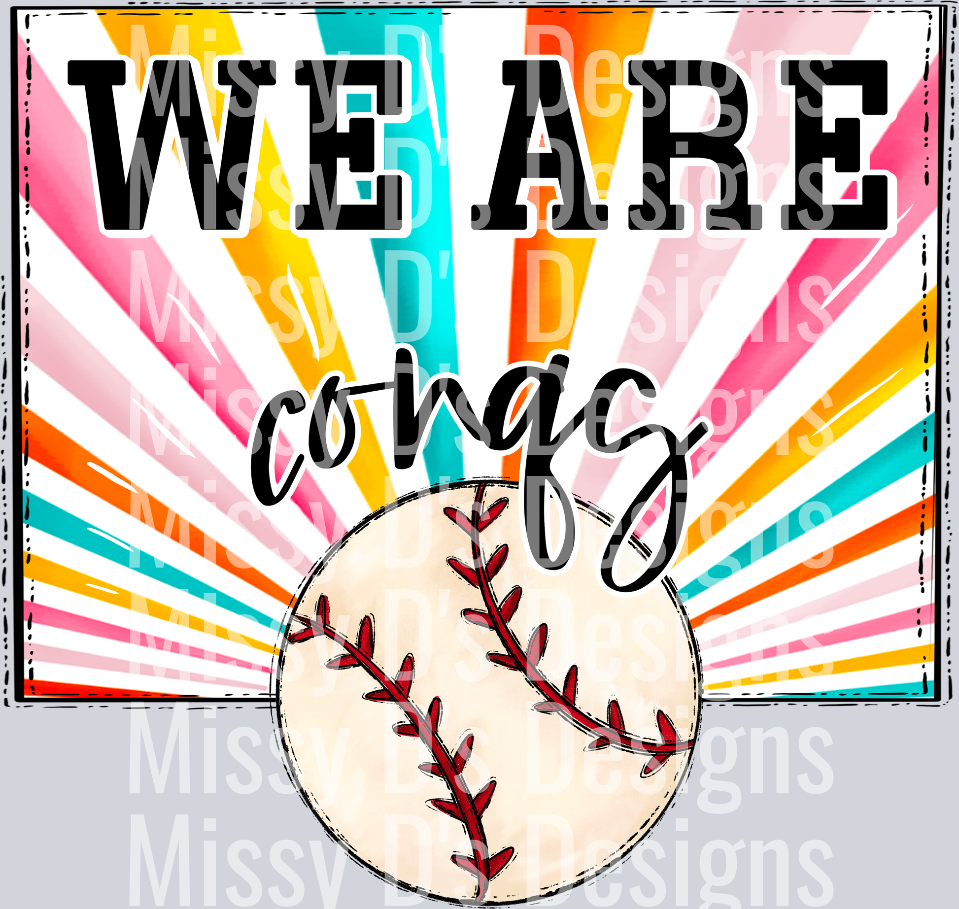 sunburst WE ARE conqs baseball