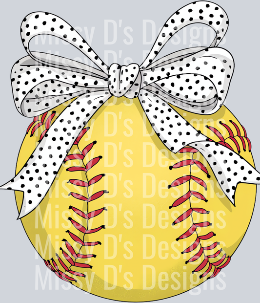 Softball Coquette Bow PNG
