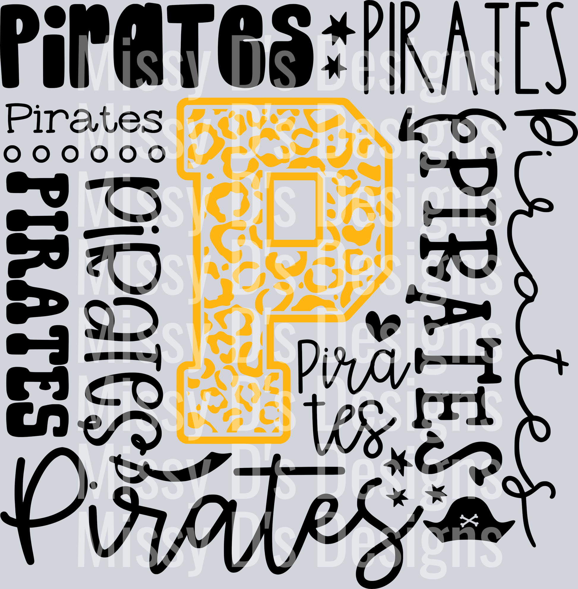 Pirates Typography Collage - yellow black