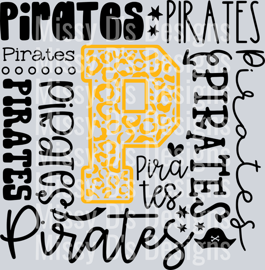 Pirates Typography Collage - yellow black
