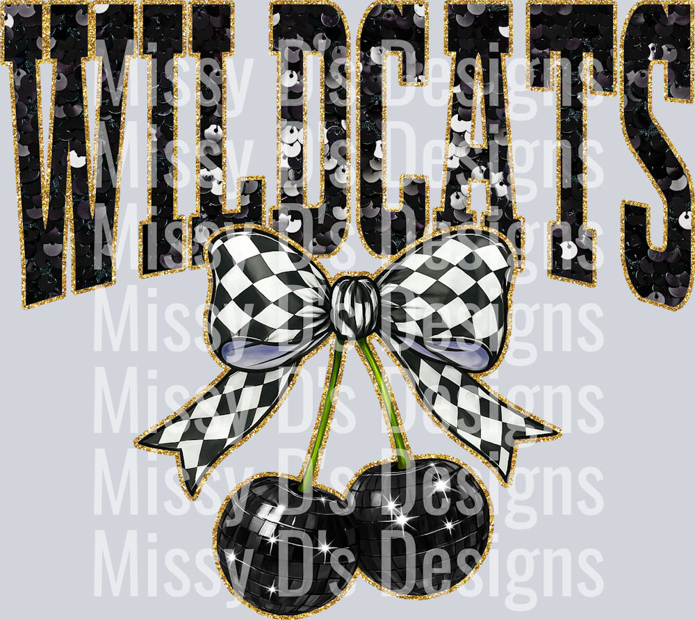 Black Sequin Cherry Wildcats