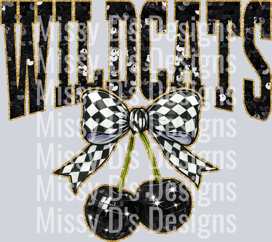 Black Sequin Cherry Wildcats