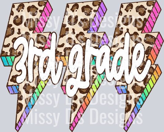 Leopard Lightning Bolt 3rd Grade